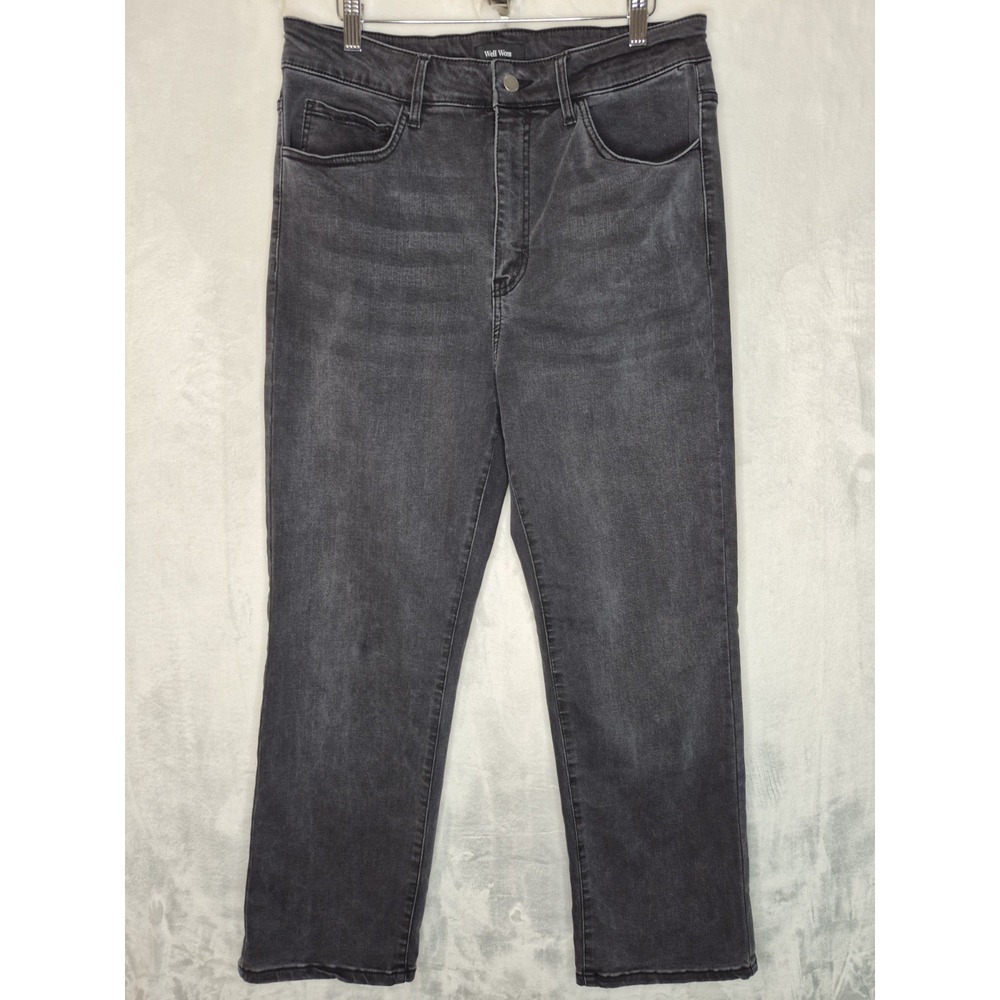 Well Worn Straight Leg Jeans Womens 14 High Rise Charcoal Wash Denim 16x28